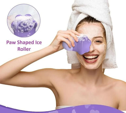 Paw Shaped Ice Roller for Face with Scrubber - Glowing Skin & Puffy Eyes